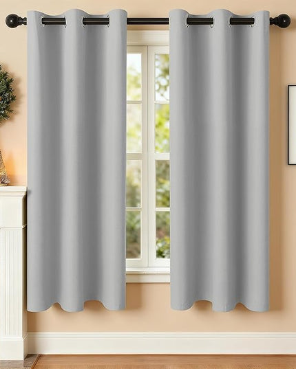 Room Darkening Curtains 63 Inch Length for Bedroom Living Room, Insulated Thermal Grommet Curtain Drapes, Blackout(60-90%,Not 100%) Window Treatment Decor, 2 Panels, 35x63, Silver Grey