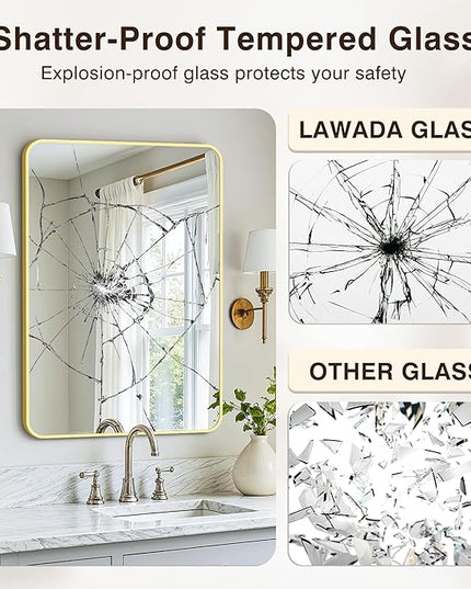 Bathroom Vanity Mirror for Wall, 2-Pack 36"x24" Wall Mounted Bathroom Mirror for Over Sink with Sturdy Metal Frame, Vertical or Horizontal, Living Room, Bedroom, Entryway(Gold)