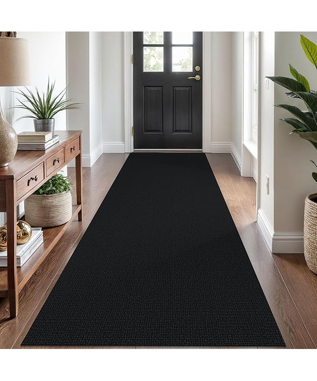 KOZYFLY Washable Runner Rug 3x8 ft Hallway Kitchen Runner Rugs with Rubber Backing Bobo Non Slip Entryway Runner Indoor, Carpet Runners for Hall Entryway Bedroom, Black