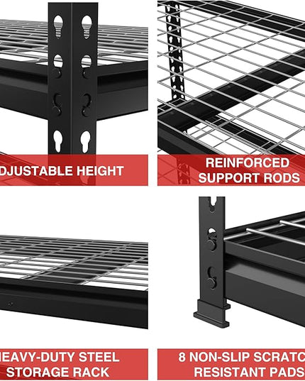 WORKPRO 5-Tier Heavy Duty Metal Shelving Unit, 48”W x 24”D x 72”H, Adjustable Storage Rack, 4000 lbs Total Load Capacity, Ideal for Garage, Basement, Warehouse, Workshop