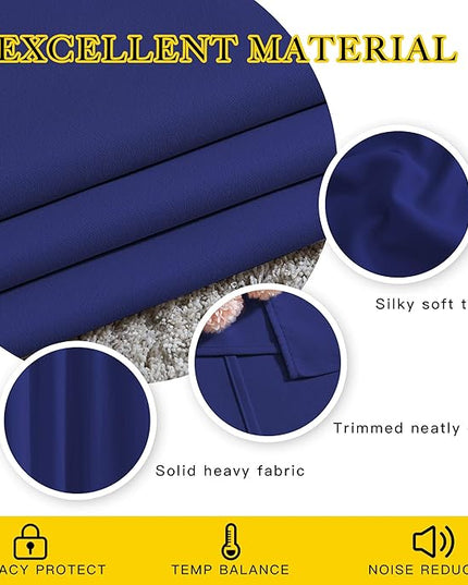 NICETOWN Bedroom Blackout 102 inch Curtains for Sliding Glass Door - Grommet Thermal Insulated Solid Luxury Window Treatments Sound Reducing for Living Room (W66 x L102, Navy Blue, Set of 2)