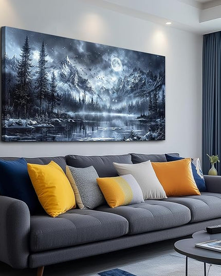 FUHAIHUA Large Canvas Wall Art For Living Room Wall Decor For Bedroom Office Decoration Black And White Wall Painting Forest Landscape Picture Hotel Artwork Poster Home Decor Ready to Hang 30X60 In