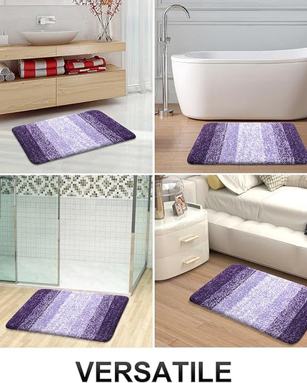 OLANLY Bathroom Rug Set 2 Piece, Soft Absorbent Microfiber Bath Rug Set, Non-Slip, Machine Wash Dry, Plush Shaggy Bath Mats for Bathroom (30"x20"+24"x16", Violet)