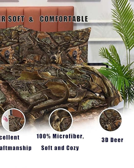 NINENINE Deer Comforter Set,Boys Twin Bedding Sets,Camo Comforter Sets,Twin Comforter Sets for Boys,Western Bedding Sets with 1 Comforter 1 Pillowcase