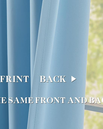 DONREN Light Blue Pinch Pleated Blackout Curtains with Hooks - 96 inch Length Room Darkening Thermal Insulated Window Curtain Panels for Living Room Bedroom 2 Panel 40" Wx96 L