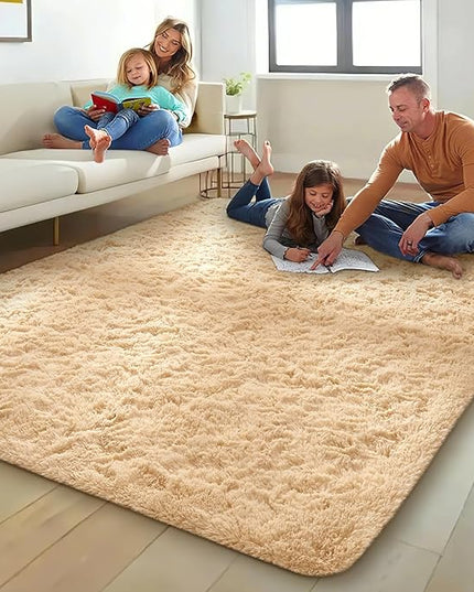 Ophanie Beige Rugs for Living Room Bedroom, 5x8 Fluffy Fuzzy Furry Carpet, Plush Soft Shaggy Bedside Indoor Floor Area Rug for Kids Girls Boys Baby Teen Dorm Nursery Home Decor Aesthetic