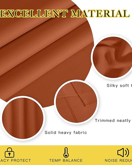 NICETOWN Blackout Room Divider Curtains for Sliding Glass Doors 102 Inches Long 1 Panel, Extra Wide Curtains for Doorway Patio Bedroom Living Room (Burnt Orange, 80Wx102L, 1 Panel)