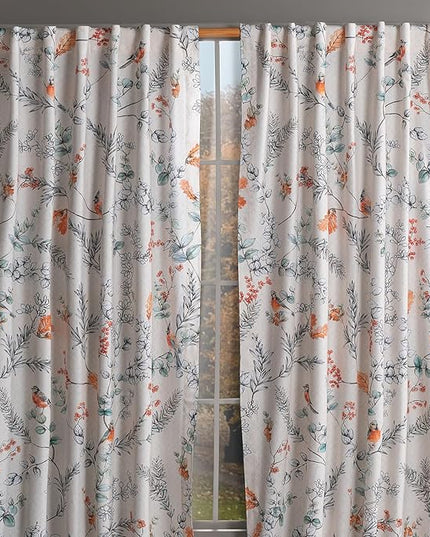 Maison d' Hermine Curtains for Living Room 100% Cotton 84 inch Length Two Panels Light Filtering Curtains for Bedroom Windows with Rod and Loop Pockets Drapes (Whitish Shabby Chique, 50" W x 84" L)