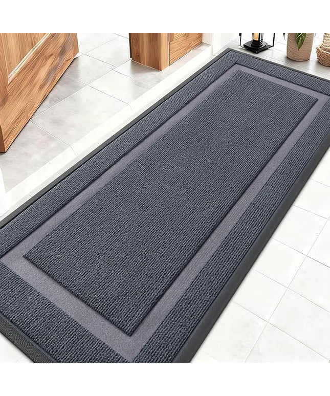OLANLY Front Door Mat Indoor Outdoor Entrance, Waterproof All-Season, All-Weather Doormat, Sturdy Natural Rubber, Fade Resistant, Low Profile, Easy Clean Patio Porch Entryway Mat, 59x20, Light Grey