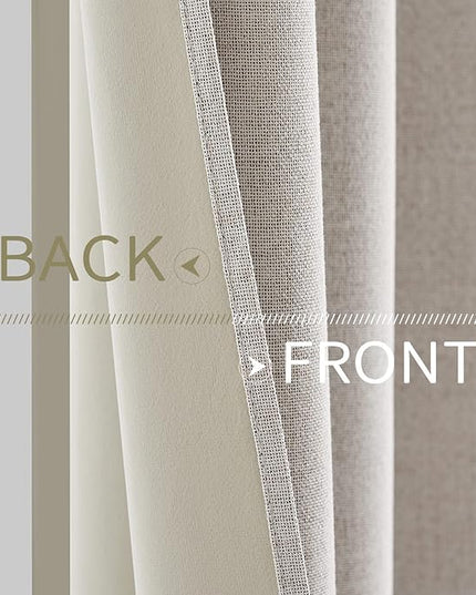 MIULEE 100% Blackout Polyester Textured Curtains for Bedroom Solid Thermal Insulated Ivory Grommet Room Darkening Curtains & Drapes Luxury Decor for Living Room Nursery 52 x 90 Inch (2 Panels)