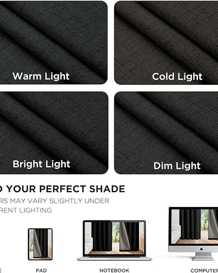 Joydeco Blackout Curtains for Bedroom - 100% Light Blocking 2 Panels Set Black Drapes 66" W x 108" L, Thermal Insulated Room Darkening Curtains, Linen Textured for Living Room, Rod Pocket & Back Tabs