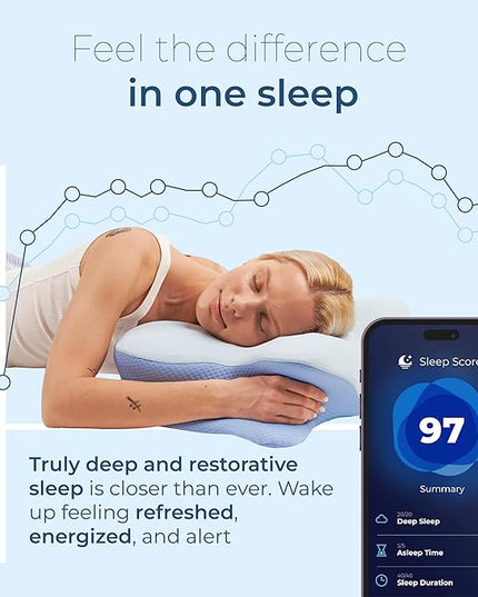 Derila Ergo Cervical Neck Pillow for Sleeping Pillow Contour Memory Foam Pillows for Back, Side Sleeper Pillows 21.25 x 14.17 x 4.72 inches