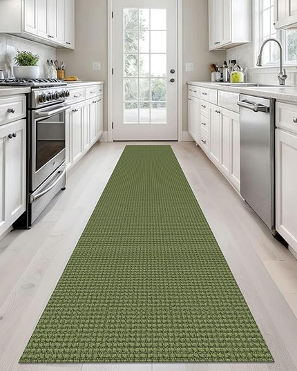 KOZYFLY Long Runners for Hallways 2x12 ft Washable Kitchen Runner Non Slip Rubber Backed Hallway Rugs Cotton Entryway Runner Rug Floor Carpet for Indoor Hall, Kitchen, Bright Green/Earthy Green