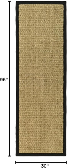 SAFAVIEH Natural Fiber Collection Runner Rug - 2'6" x 8', Natural & Black, Seagrass, Basketweave Pattern with Border (NF114C)