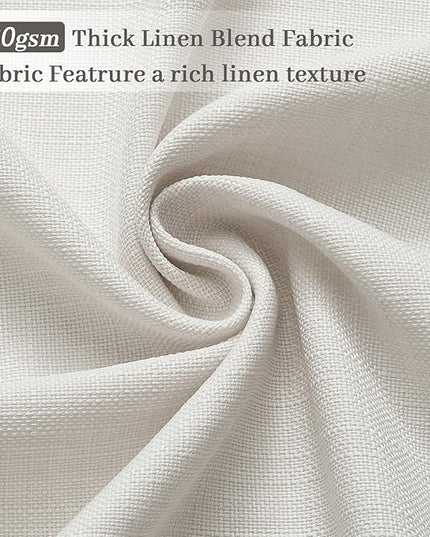 Pinch Pleated Light Filtering 96 Inches Long Curtains for Living Room, Thick Privacy Pleat Off White Linen Curtain 8 ft Length Rustic Country Drapes for High Ceiling to Floor Tall Windows 2 Panels