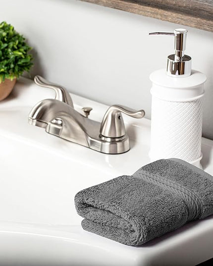 Superior Egyptian Cotton Pile Face Towel/Washcloth Set of 6, Ultra Soft Luxury Towels, Thick Plush Essentials, Absorbent Heavyweight, Guest Bath, Hotel, Spa, Home Bathroom, Shower Basics, Charcoal