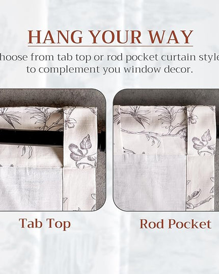 Maison d' Hermine Curtains for Living Room 100% Cotton 84 inch Length One Panel Light Filtering Toile Curtains for Bedroom Windows with Rod and Loop Pockets Drapes (Jouy Paradise Grey, 50" W x 84" L)
