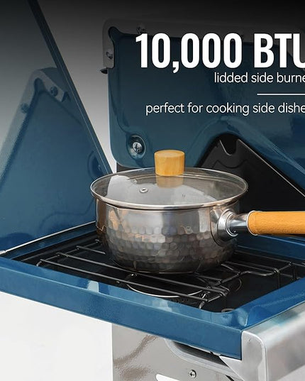 Royal Gourmet GA5403B 5 Burner Propane Gas Grill with Side Burner & Rear Burner, Cabinet Style Design BBQ Grill with 74,000 BTUs Output for Barbecue Grilling & Backyard Cooking, Blue