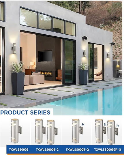 TENGXIN Outdoor Wall Lights,Exterior Wall Light Fixture with Stainless Steel Cylinder,Waterproof.