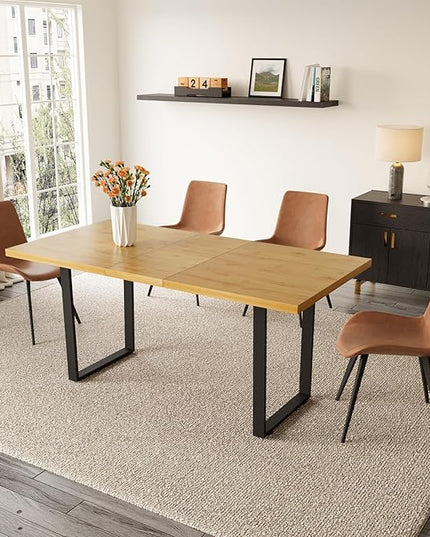 ZckyCine Modern Dining Table Set for 4-6 People Kitchen Dining Room Table Set Extendable Wood Dining Table and 4 Upholstered Chairs, Home Kitchen Furniture