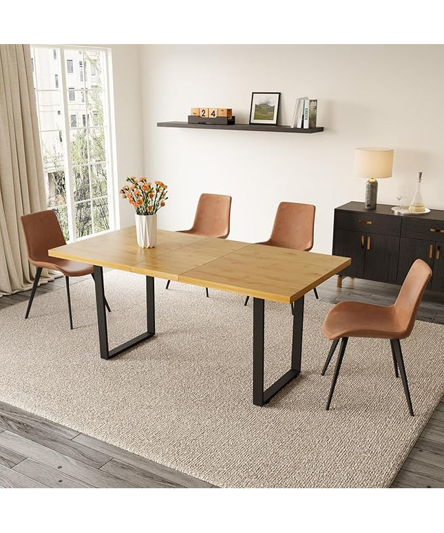 ZckyCine Modern Dining Table Set for 4-6 People Kitchen Dining Room Table Set Extendable Wood Dining Table and 4 Upholstered Chairs, Home Kitchen Furniture