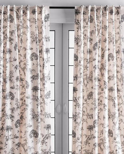 Maison d' Hermine Curtains for Living Room 100% Cotton 84 inch Length Two Panels Light Filtering Toile Curtains for Bedroom Windows with Rod and Loop Pockets Drapes (Bonobo Grey, 50" W x 84" L)