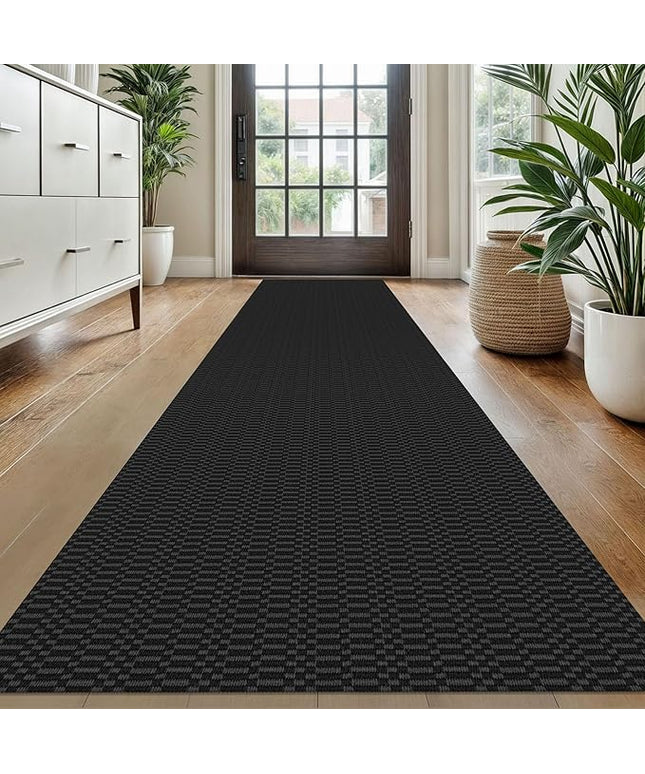 KOZYFLY Washable Runner Rug 2x10 ft Hallway Kitchen Runner Rugs with Rubber Backing Bobo Entryway Runner Indoor, Long Carpet Runners for Hall Kitchen Entryway, Black/Grey