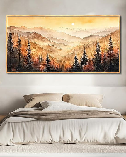 FUHAIHUA Wood Framed Canvas Wall Art For Living Room Large Wall Decor For Office Bedroom Decorations Forest Landscape Pictures Farmhouse Painting Artwork Room Wall Mural Aesthetic Home Decor 30x60 In