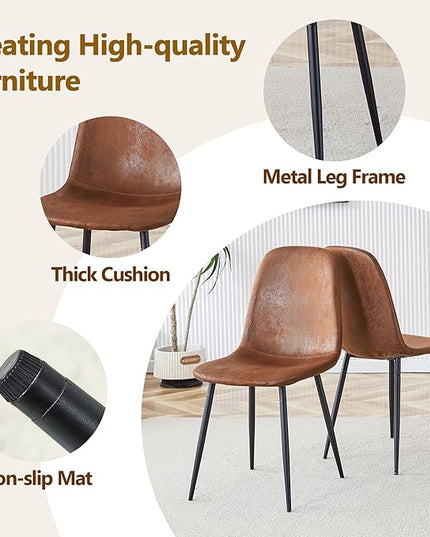 Dining Table Set for 6，Dinner Table Set for 6，71'' Kitchen Table and PU Leather Chairs Set of 6，6 Chair Dining Table Set for Kitchen Dining Room