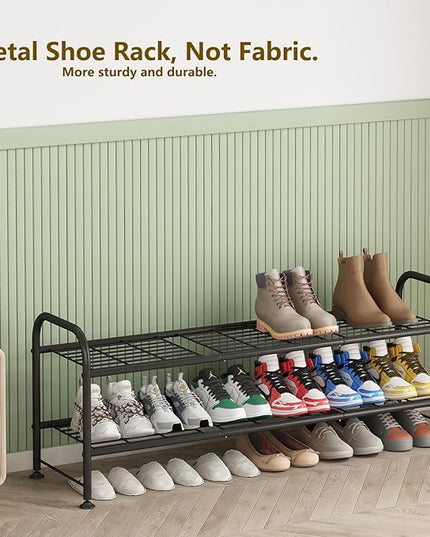 LINZINAR Shoe Rack 2 Tier Storage Organizer for Closet Entryway Metal Black