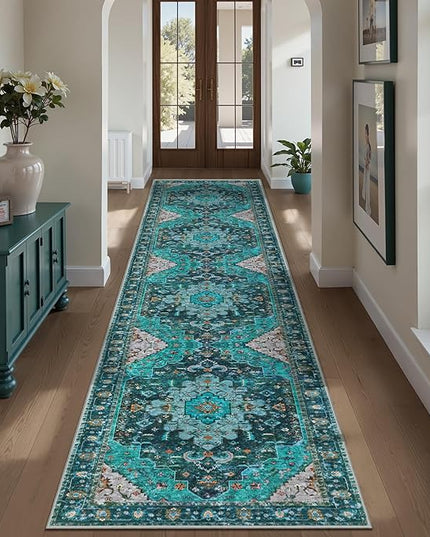 Ciicool Washable Vintage Runner 2' x 10' ft Hallway Rug Carpet, Boho Low Pile Long Non Slip Soft Kitchen Carpet Indoor Oriental Throw Rug