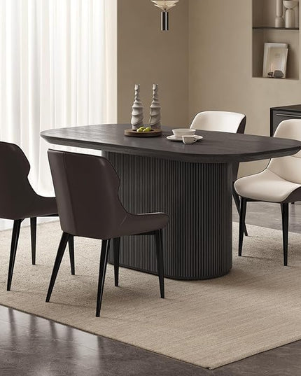 Guyii 62.99" Oval Dining Table Set with 4 Chairs, Modern Kitchen Table Set, Indoor Rectangular Dining Room Table for Kitchen, Bar, Living Room, Home, Black