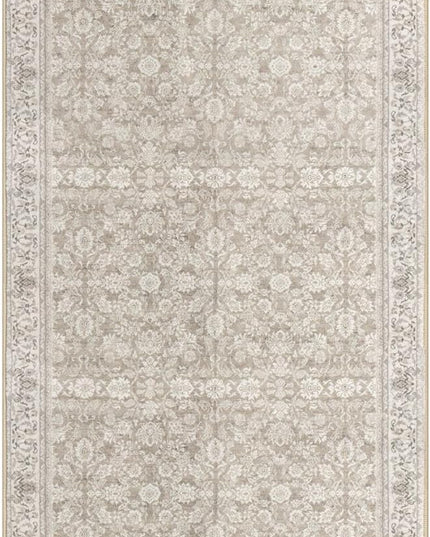 3x8 Washable Runner Rug for Kitchen, Cream Beige White Grey Soft Classic Runner with Non-Slip, Non-Shedding Distressed Floral Rug for Hallways Entryway Bedroom Laundry Indoor