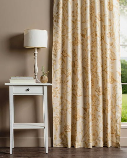 Maison d' Hermine Curtains for Living Room 100% Cotton 96 inch Length One Panel Light Filtering Curtains for Bedroom Windows with Rod and Loop Pockets Drapes (Artisan Love Cream, 50" W x 96" L)