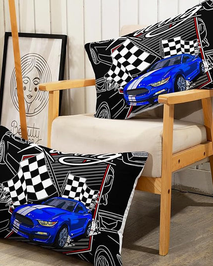AILONEN Blue Racing Car Fitted Sheet Twin Size, Speed Sports Car Bed Sheet Set for Kids Boys Teens,Extreme Sport Bedding Sheets 3PCS,1 Fitted Sheet and 2 Pillowcase