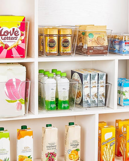 YIHONG Clear Pantry Storage Organizer Bins, 10 Pack Plastic Food Storage Bins with Handle for Kitchen,Refrigerator, Freezer,Cabinet Organization and Storage