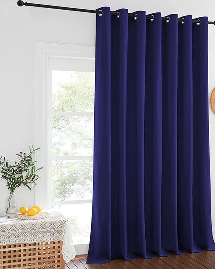 NICETOWN Blackout Curtains for Sliding Glass Door Room Divider Noise Reduce Curtain Panel Portable Window Screen Sliding Partition, W100 x L102 inches, 1 Panel, Navy Blue