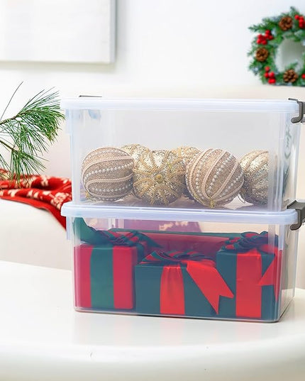 Citylife 17 QT Plastic Storage Bins with Latching Lids Stackable Storage Containers for Organizing Large Clear Storage Box for Garage, Closet, Kitchen, 4 Packs