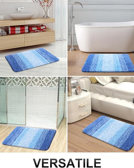 OLANLY Bathroom Rug Set 2 Piece, Soft Absorbent Microfiber Bath Rug Set, Non-Slip, Machine Wash Dry, Plush Shaggy Bath Mats for Bathroom (47"x20"+24"x16", Light Royal Blue)