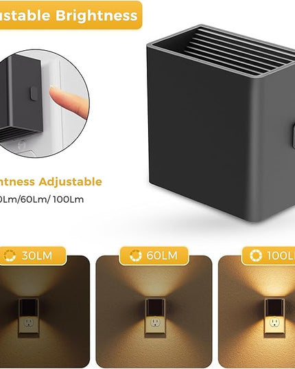 L LOHAS LED Night Light,[2-Pack] Night Lights Plug into Wall with Dusk to Dawn Sensor,Brightness Adjustable,3000K Soft White,Plug in Nightlight for Adults Bathroom Hallway Kitchen