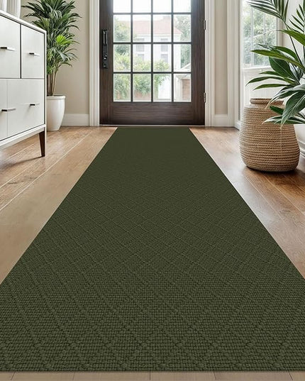 KOZYFLY Runner Rug 2x10 Ft Washable Runners for Hallways Non Slip Rubber Backed Kitchen Runners, Braided Cotton Entryway Runner Indoor, Floor Carpet for Hallway Kitchen Entryway, Dark Green