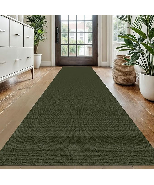 KOZYFLY Runner Rug 2x10 Ft Washable Runners for Hallways Non Slip Rubber Backed Kitchen Runners, Braided Cotton Entryway Runner Indoor, Floor Carpet for Hallway Kitchen Entryway, Dark Green