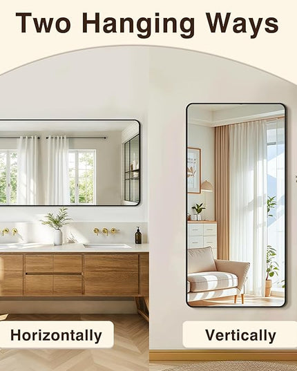 Bathroom Vanity Mirror for Wall, 60"x30" Wall Mounted Bathroom Mirror for Over Sink with Sturdy Metal Frame, Vertical or Horizontal, Living Room, Bedroom, Entryway(Black)