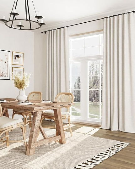 Guken Blackout Curtains 80 Inch Length 2 Panels Set for Living Room Bedroom Back Tab Thermal Insulated 100% Black Out Linen Drapes Room Darkening Window Curtains 80 Inches Long,Beige White