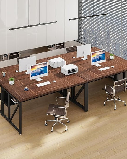 Tribesigns 63 inches Computer Desk with Bottom Storage Shelf Home Office Desk Writing Table for Workstation, Dark Walnut + Steel Leg, Cabinet not Included (Dark Brown, 63-inch-with-Shelf)
