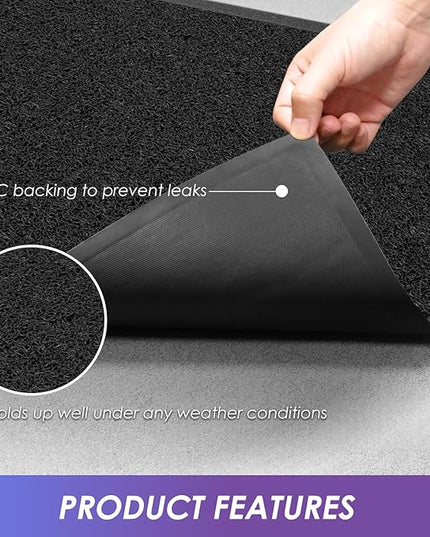 Kuyal Door Mat, 3'x10' Indoor Outdoor Entrance Mat to Trap Dirt and Moisture, Non Slip Waterproof Outdoor Mats, Commercial Floor Inside Outside Entrance, Heavy Duty Durable Welcome Mats, Black