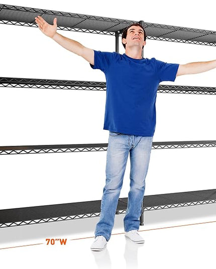 REIBII 70"W Metal Shelving, Storage Shelves 4-tier Wire Shelving Unit Load 1240LBS Metal Shelves for Storage Adjustable Shelving Rack for Pantry Kitchen Commercial school Garage 70"W*15.8"D*62.9"H