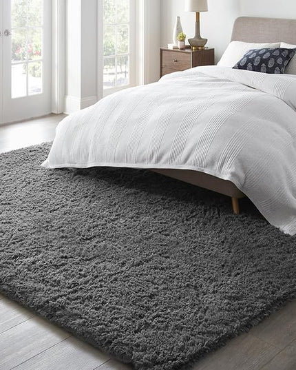 Ophanie 6x9 Area Rugs, Upgrade Non-Slip Fluffy Soft Rugs for Living Room, Large Shag Grey Fuzzy Plush Rug, Gray Shaggy Big Carpets for Bedroom, Kids Boys Girls Dorm Nursery Home Decor Aesthetic