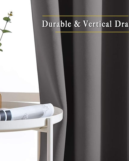 NICETOWN 95 inch Blackout Curtains - Triple Weave Energy Saving Thermal Insulated Solid Grommet Blackout Draperies for Living Room/Bedroom (1 Pair, W52 x L95, Grey)