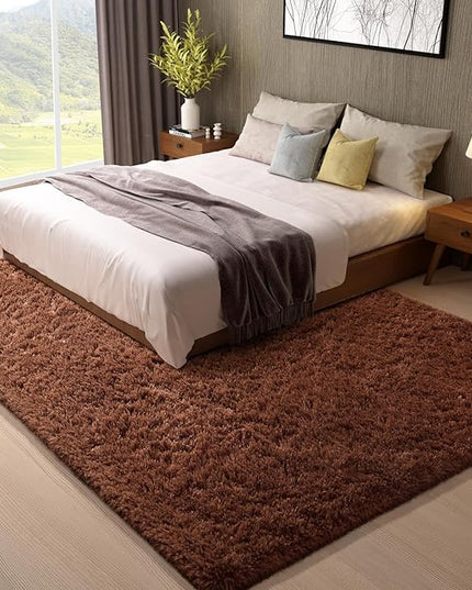Ophanie 8x10 Brown Area Rugs for Living Room, Large Shag Bedroom Carpet, Big Indoor Thick Soft Shaggy Nursery Rug, Fluffy Carpets for Boy and Girls Room Dorm Home Decor Aesthetic